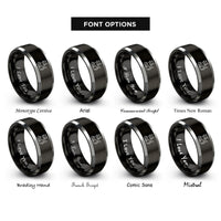 font options for inside engraving on black & silver cat mouse rings