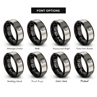 font options for inside engraving on black & silver cat mouse rings