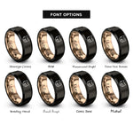 font options for inside engraving on black & rose gold cat mouse rings