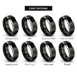 font options for inside engraving on black & grey cat nuzzling rings