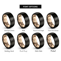 font options for inside engraving on black & rose gold cat nuzzling rings