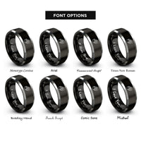 font options for inside engraving on black & grey cat paw rings