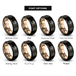 font options for inside engraving on black & rose gold cat paw rings