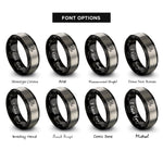 font options for inside engraving on black & silver cat pounce rings