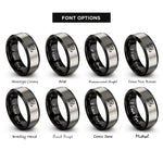 font options for inside engraving on black & silver cat pounce rings