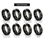 font options for inside engraving on black & grey cat roses rings