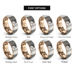 font options for inside engraving on rose gold & gray cat roses rings