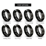 font options for inside engraving on black & silver cat silhouette rings