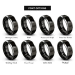 font options for inside engraving on black & grey cat silhouette stippled rings