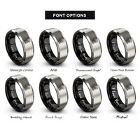 font options for inside engraving on black & gray cat silhouette stippled rings