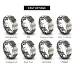 font options for inside engraving on grey cat silhouette stippled rings