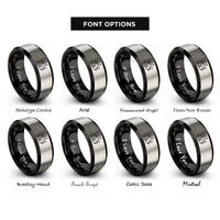 font options for inside engraving on black & silver cat string rings