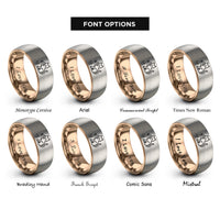 font options for inside engraving on rose gold & silver cat string rings