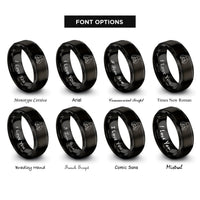 font options for inside engraving on black cat tails rings