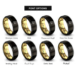 font options for inside engraving on black & gold cat trio rings