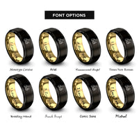 font options for inside engraving on black & gold cat trio rings