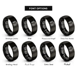font options for inside engraving on black cat wildflowers rings