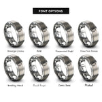 font options for inside engraving on silver cat wildflowers rings