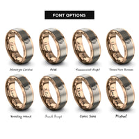 font options for inside engraving on rose gold cat wildflowers rings