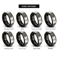 font options for inside engraving on black & grey cat wings rings