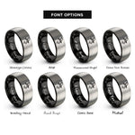 font options for inside engraving on black & silver cat witch hat rings