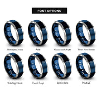 font options for inside engraving on blue & grey catalyst above arrow rings