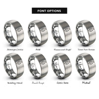 font options for inside engraving on silver catalyst above arrow rings