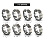 font options for inside engraving on silver catalyst above arrow rings