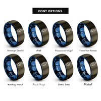 font options for inside engraving on gunmetal & blue catalyst above arrow rings