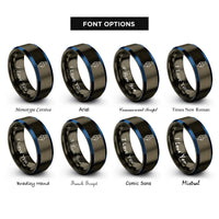 font options for inside engraving on gunmetal & blue catalyst above arrow rings