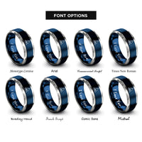 font options for inside engraving on blue & gray catamaran rings