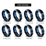 font options for inside engraving on blue & grey catamaran rings