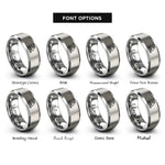 font options for inside engraving on silver catamaran rings