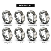 font options for inside engraving on silver catamaran rings
