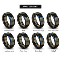 font options for inside engraving on gunmetal & blue catamaran rings