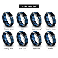 font options for inside engraving on blue & grey catch net rings