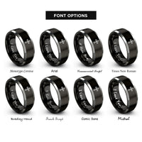 font options for inside engraving on black & grey cathedral window cross rings