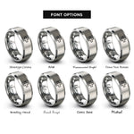 font options for inside engraving on gray cation icon rings