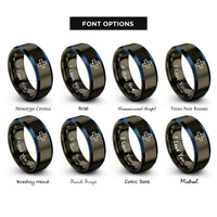 font options for inside engraving on gunmetal & blue cation icon rings