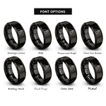 font options for inside engraving on black caution sign rings