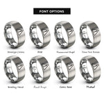 font options for inside engraving on gray caution sign rings