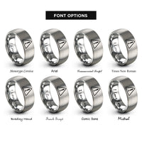font options for inside engraving on gray caution sign rings