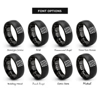 font options for inside engraving on black caution stripes rings