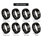 font options for inside engraving on black caution stripes rings