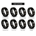 font options for inside engraving on black caution stripes rings