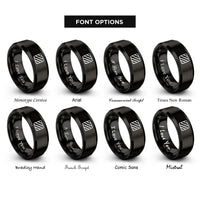 font options for inside engraving on black caution stripes rings