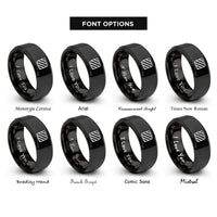 font options for inside engraving on black caution stripes rings