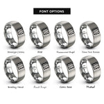 font options for inside engraving on silver caution stripes rings