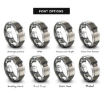 font options for inside engraving on silver caution stripes rings