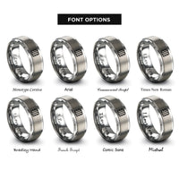 font options for inside engraving on silver caution stripes rings